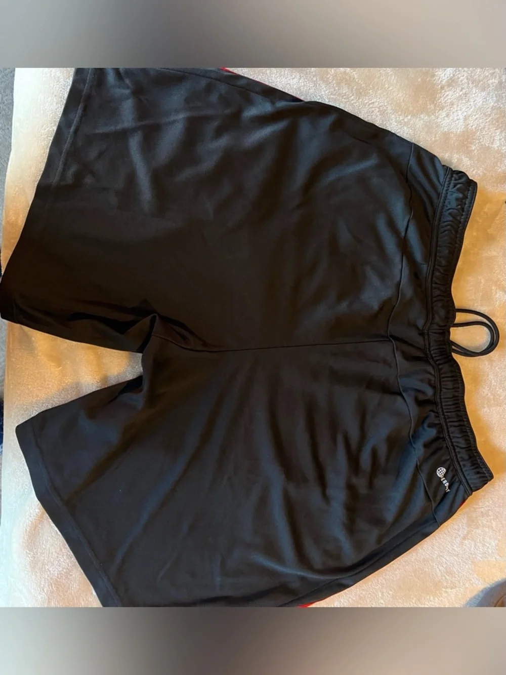 adidas Black Athletic Shorts with Red Side Stripes - Picture 3 of 3